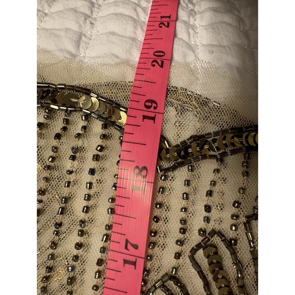 Women's Nude Sheer Embellished Top, By Black, Size Large - Picture 8 of 9